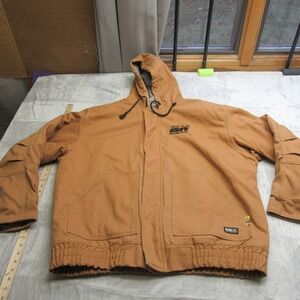 Berne FR Jacket Men XXL Beige Flame Resistant FullZip Work Line Hood Canvas LOGO